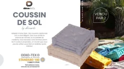 DECO ARTS - Coussin de sol lot de 2 - 50 x 50 cm rouille