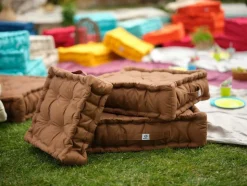 DECO ARTS - Coussin de sol lot de 2 - 40 x 40 cm rouille
