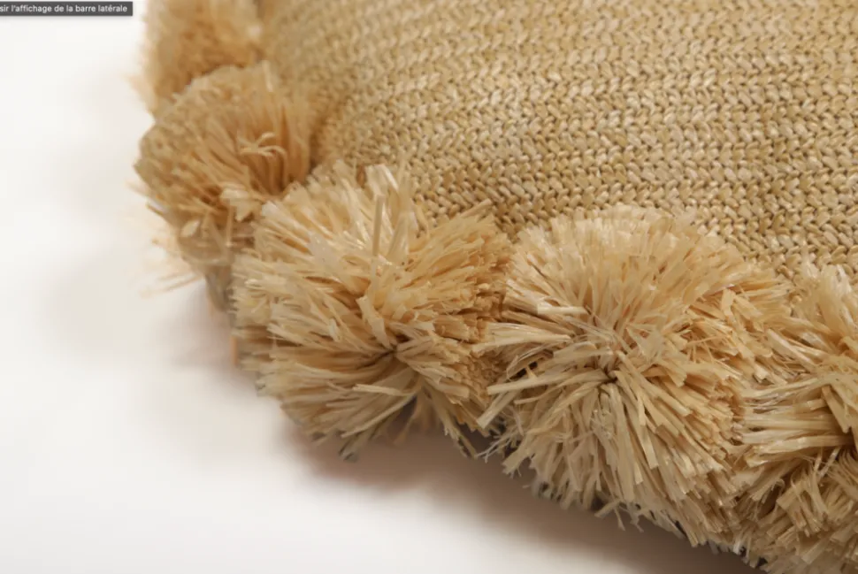 DECO ARTS - Coussin effet raphia - forme soleil - 50x15cm