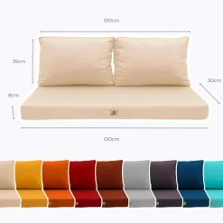 DECO ARTS - Coussins pour salon de jardin déhoussable 100x50cm beige