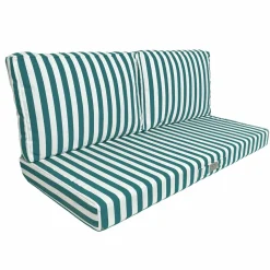 DECO ARTS - Coussins pour salon de jardin déhoussable 100x50cm - rayure vert