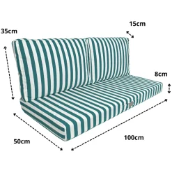 DECO ARTS - Coussins pour salon de jardin déhoussable 100x50cm - rayure vert
