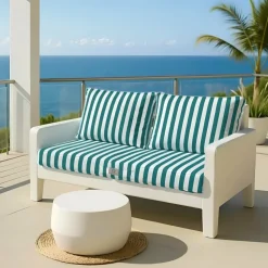 DECO ARTS - Coussins pour salon de jardin déhoussable 100x50cm - rayure vert