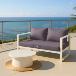 DECO ARTS - Coussins pour salon de jardin déhoussable 120x60cm gris carbone