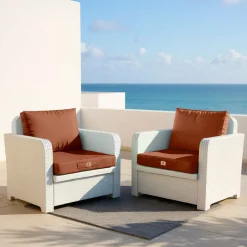DECO ARTS - Coussins pour salon de jardin déhoussable 50x50cm terracotta