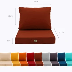 DECO ARTS - Coussins pour salon de jardin déhoussable 50x50cm terracotta