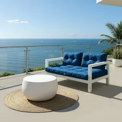 DECO ARTS - Coussins pour salon de jardin capitonné 120x60cm bleu petrole