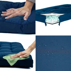 DECO ARTS - Coussins pour salon de jardin capitonné 120x60cm bleu petrole