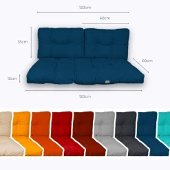 DECO ARTS - Coussins pour salon de jardin capitonné 120x60cm bleu petrole