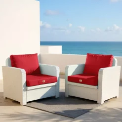 DECO ARTS - Coussins pour salon de jardin déhoussable 50x50cm rouge