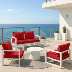 DECO ARTS - Coussins pour salon de jardin déhoussable 50x50cm rouge