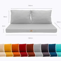 DECO ARTS - Coussins pour salon de jardin déhoussable 100x50cm gris galet