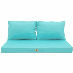DECO ARTS - Coussins pour salon de jardin déhoussable 120x60cm bleu caraïbes