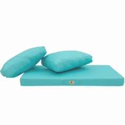DECO ARTS - Coussins pour salon de jardin déhoussable 120x60cm bleu caraïbes