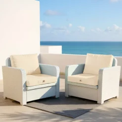 DECO ARTS - Coussins pour salon de jardin déhoussable 50x50cm beige