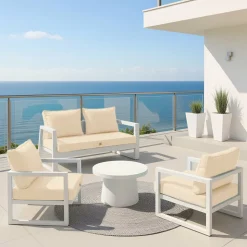 DECO ARTS - Coussins pour salon de jardin déhoussable 50x50cm beige