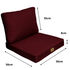 DECO ARTS - Coussins pour fauteuil effet lin déhoussable 50x50cm prune