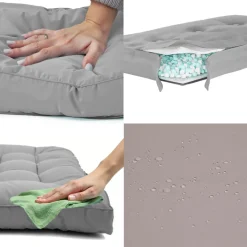 DECO ARTS - Coussins pour salon de jardin capitonné 120x60cm gris galet