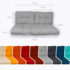DECO ARTS - Coussins pour salon de jardin capitonné 120x60cm gris galet