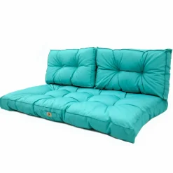 DECO ARTS - Coussins pour salon de jardin capitonné 120x60cm bleu caraibes