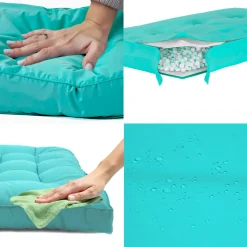 DECO ARTS - Coussins pour salon de jardin capitonné 120x60cm bleu caraibes