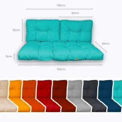 DECO ARTS - Coussins pour salon de jardin capitonné 120x60cm bleu caraibes