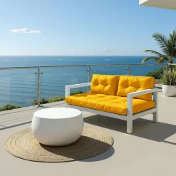 DECO ARTS - Coussins pour salon de jardin capitonné 120x60cm jaune
