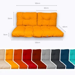 DECO ARTS - Coussins pour salon de jardin capitonné 120x60cm jaune
