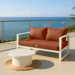 DECO ARTS - Coussins pour salon de jardin déhoussable 100x50cm terracotta