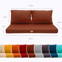DECO ARTS - Coussins pour salon de jardin déhoussable 100x50cm terracotta