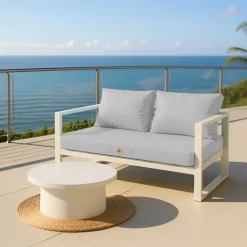 DECO ARTS - Coussins pour salon de jardin déhoussable 120x60cm gris galet