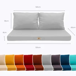 DECO ARTS - Coussins pour salon de jardin déhoussable 120x60cm gris galet