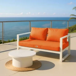 DECO ARTS - Coussins pour salon de jardin déhoussable 100x50cm orange