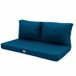 DECO ARTS - Coussins pour salon de jardin déhoussable 100x50cm bleu pétrole