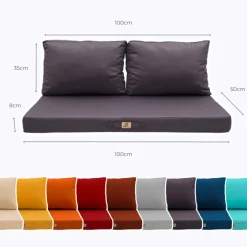 DECO ARTS - Coussins pour salon de jardin déhoussable 100x50cm gris carbone