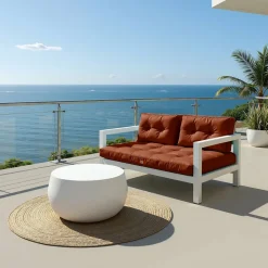 DECO ARTS - Coussins pour salon de jardin capitonné 100x50cm terracotta