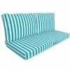 DECO ARTS - Coussins pour salon de jardin déhoussable 120x60cm - rayure turquoise