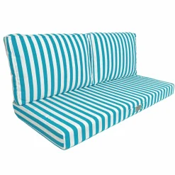 DECO ARTS - Coussins pour salon de jardin déhoussable 120x60cm - rayure turquoise