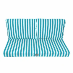 DECO ARTS - Coussins pour salon de jardin déhoussable 120x60cm - rayure turquoise