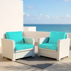DECO ARTS - Coussins pour salon de jardin déhoussable 50x50cm bleu caraïbes