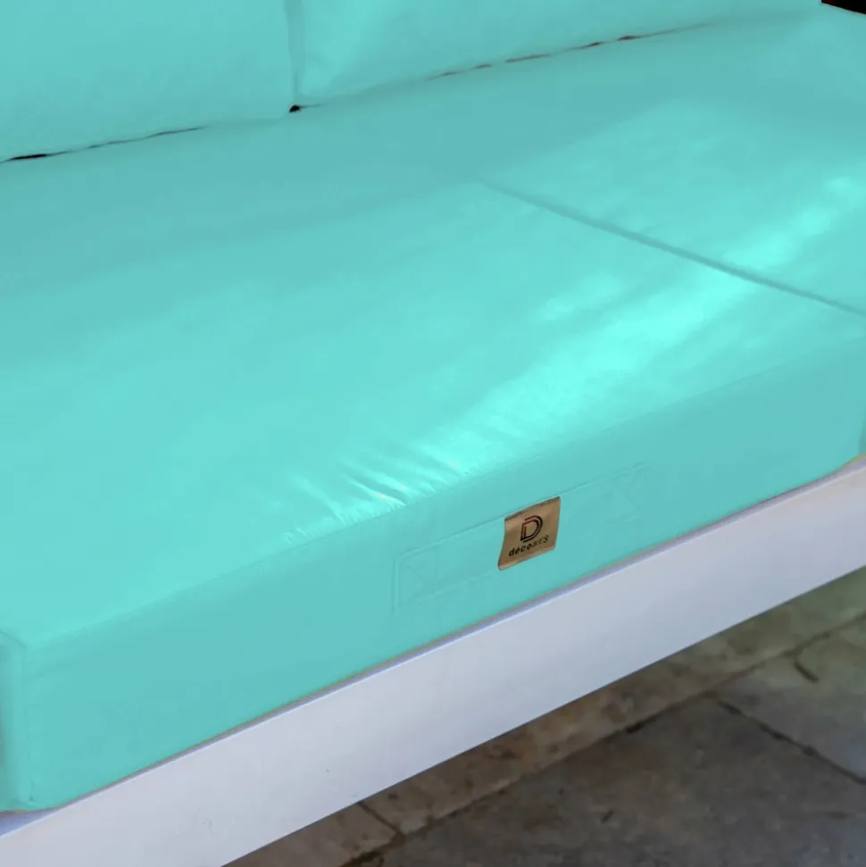 DECO ARTS - Coussins pour salon de jardin déhoussable 50x50cm bleu caraïbes