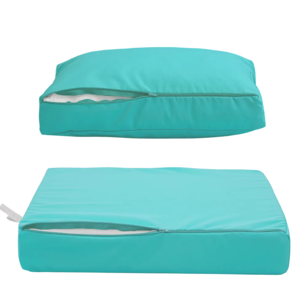 DECO ARTS - Coussins pour salon de jardin déhoussable 50x50cm bleu caraïbes