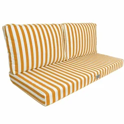 DECO ARTS - Coussins pour salon de jardin déhoussable 120x60cm - rayure jaunes