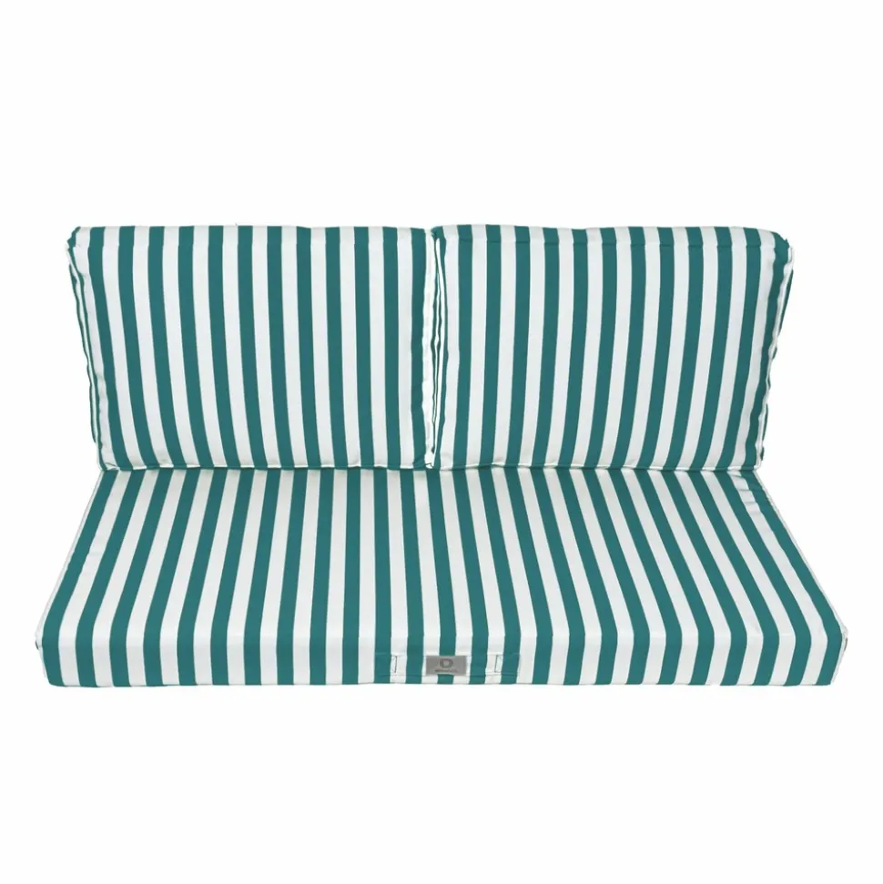 DECO ARTS - Coussins pour salon de jardin déhoussable 120x60cm - rayure vert