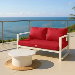DECO ARTS - Coussins pour salon de jardin déhoussable 100x50cm rouge