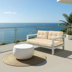 DECO ARTS - Coussins pour salon de jardin capitonné 120x60cm beige