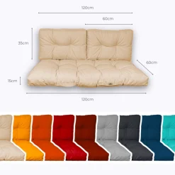 DECO ARTS - Coussins pour salon de jardin capitonné 120x60cm beige