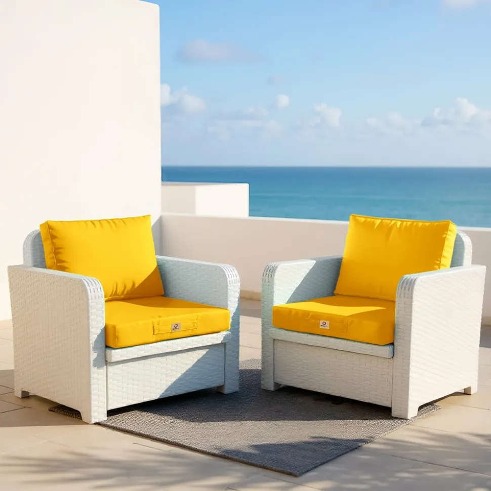 DECO ARTS - Coussins pour salon de jardin déhoussable 60x70cm jaune