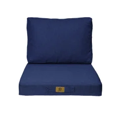 DECO ARTS - Coussins pour fauteuil effet lin déhoussable 60x60cm bleu indigo