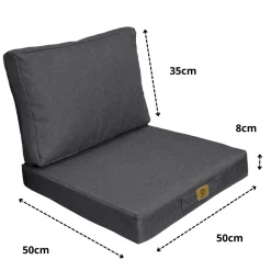 DECO ARTS - Coussins pour fauteuil effet lin déhoussable 50x50cm gris chiné